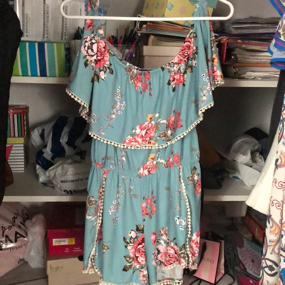 Blue floral off the shoulder rue 21 romper